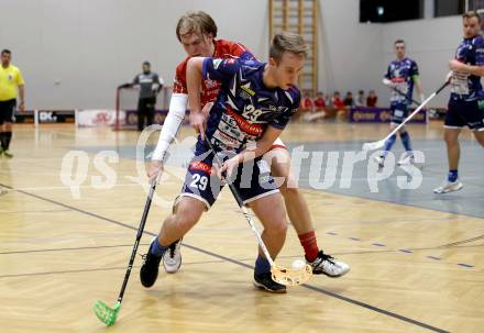 Floorball Derby KAC  gegen VSV Unihockey.   Fina Pascual (KAC),  Brajic Anze  (VSV). Klagenfurt, am 16.11.2024.
Foto: Kuess
www.qspictures.net
---
pressefotos, pressefotografie, kuess, qs, qspictures, sport, bild, bilder, bilddatenbank