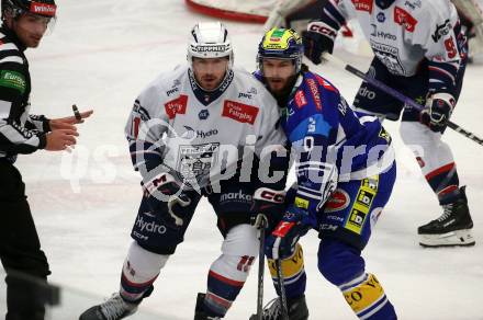 Eishockey ICE Bundesliga. VSV gegen Fehervar.  Alexander Rauchenwald (VSV), Chris Brown (Fehervar). Villach, am 20.11.2024.
Foto: Kuess
---
pressefotos, pressefotografie, kuess, qs, qspictures, sport, bild, bilder, bilddatenbank