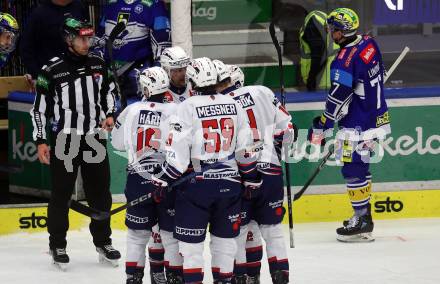 Eishockey ICE Bundesliga. VSV gegen Fehervar.  Torjubel  (Fehervar). Villach, am 20.11.2024.
Foto: Kuess
---
pressefotos, pressefotografie, kuess, qs, qspictures, sport, bild, bilder, bilddatenbank