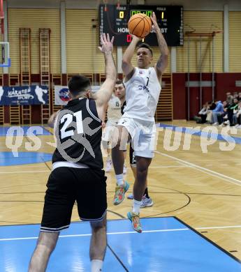 Basketball 2. Liga 2024/2025. Grunddurchgang 9. Runde. KOS Celovec gegen Woerthersee Piraten. Mauro Gerszke (KOS), Marin Sliskovic  (Woerthersee Piraten). Klagenfurt, am 22.11.2024.
Foto: Kuess


---
pressefotos, pressefotografie, kuess, qs, qspictures, sport, bild, bilder, bilddatenbank