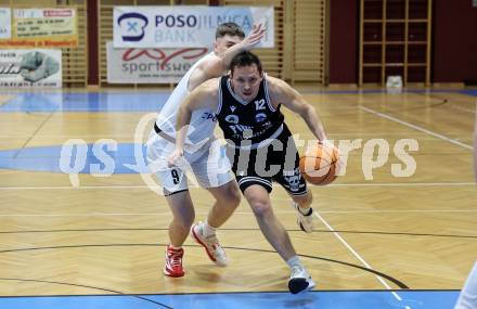 Basketball 2. Liga 2024/2025. Grunddurchgang 9. Runde. KOS Celovec gegen Woerthersee Piraten.  Enes Avdic (KOS),  Jan-Arne Apschner (Woerthersee Piraten). Klagenfurt, am 22.11.2024.
Foto: Kuess


---
pressefotos, pressefotografie, kuess, qs, qspictures, sport, bild, bilder, bilddatenbank