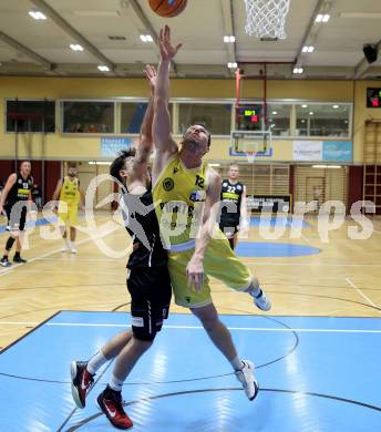 Basketball 2. Liga 2024/2025. Grunddurchgang 10. Runde.  Woerthersee Piraten gegen Mattersburg Rocks.  Jan-Arne Apschner	  (Woerthersee Piraten),  Julian Alper  (Mattersburg). Klagenfurt, am 30.11.2024.
Foto: Kuess


---
pressefotos, pressefotografie, kuess, qs, qspictures, sport, bild, bilder, bilddatenbank