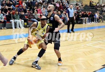 Basketball 2. Liga 2024/2025. Grunddurchgang 10. Runde.  Woerthersee Piraten gegen Mattersburg Rocks.  Shawn L. Ray   (Woerthersee Piraten),   Dominik Alturban (Mattersburg). Klagenfurt, am 30.11.2024.
Foto: Kuess


---
pressefotos, pressefotografie, kuess, qs, qspictures, sport, bild, bilder, bilddatenbank