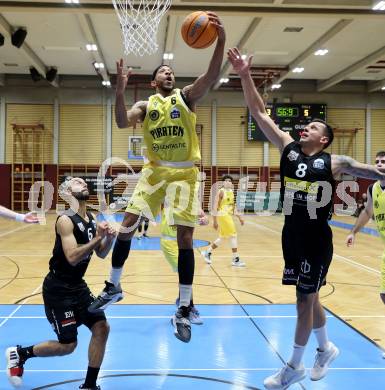 Basketball 2. Liga 2024/2025. Grunddurchgang 10. Runde.  Woerthersee Piraten gegen Mattersburg Rocks.  Shawn L. Ray   (Woerthersee Piraten),  Petar Zivkovic  (Mattersburg). Klagenfurt, am 30.11.2024.
Foto: Kuess


---
pressefotos, pressefotografie, kuess, qs, qspictures, sport, bild, bilder, bilddatenbank