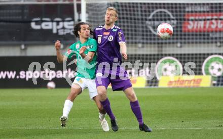 Fussball Bundesliga. SK  Austria Klagenfurt gegen WSG Tirol. Christopher Cvetko (Klagenfurt), MatthÃ¤us Taferner (Tirol). Klagenfurt, am 1.12.2024.
Foto: Kuess
---
pressefotos, pressefotografie, kuess, qs, qspictures, sport, bild, bilder, bilddatenbank