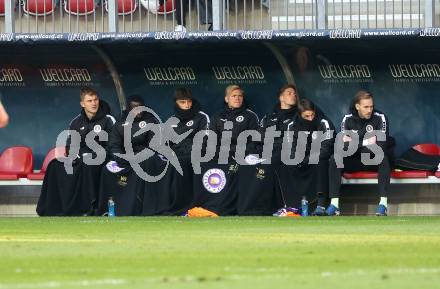 Fussball Bundesliga. SK  Austria Klagenfurt gegen WSG Tirol. Spielerbank. Nicolas Binder, Solomon Bonnah, Matteo Kitz, Jonas Kuehn, Laurenz Dehl, Philipp Wydra, Marco Knaller (Klagenfurt). Klagenfurt, am 1.12.2024.
Foto: Kuess
---
pressefotos, pressefotografie, kuess, qs, qspictures, sport, bild, bilder, bilddatenbank