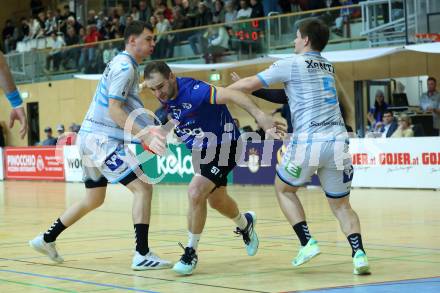 HLA Handball Bundesliga. SC Ferlach gegen HSG Xentis Lipizzanerheimat.  Patrik Leban (SCF), Domen Knez, Alexander Gollner (HSG Xentis). Ferlach, am 6.12.2024.
Foto: Kuess
---
pressefotos, pressefotografie, kuess, qs, qspictures, sport, bild, bilder, bilddatenbank