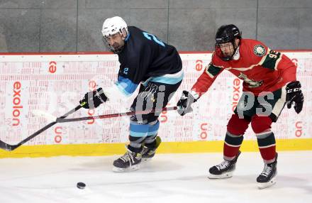 Eishockey. AHC Division 2 Ost.. Lendhafen Seeloewen gegen Reifnitz Trouts. Gert Prohaska (Seeloewen), Josef Schoenett  (Reifnitz).. Ferlach, am 15.12.2024.
Foto: Kuess
---
pressefotos, pressefotografie, kuess, qs, qspictures, sport, bild, bilder, bilddatenbank