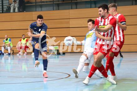 Futsal Bundesliga. Futsal Klagenfurt Versli.at gegen Stella Rossa. Paso Kovacevic (Klagenfurt), Matthias Sadilek  (Stella Rossa). Viktring, am 4.1.2025.
Foto: Kuess
---
pressefotos, pressefotografie, kuess, qs, qspictures, sport, bild, bilder, bilddatenbank