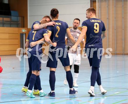 Futsal Bundesliga. Futsal Klagenfurt Versli.at gegen Stella Rossa. Torjubel (Klagenfurt). Viktring, am 4.1.2025.
Foto: Kuess
---
pressefotos, pressefotografie, kuess, qs, qspictures, sport, bild, bilder, bilddatenbank