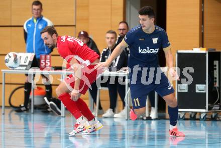 Futsal Bundesliga. Futsal Klagenfurt Versli.at gegen Stella Rossa. Saso Kovacevic (Klagenfurt), Robert Bencun (Stella Rossa). Viktring, am 4.1.2025.
Foto: Kuess
---
pressefotos, pressefotografie, kuess, qs, qspictures, sport, bild, bilder, bilddatenbank