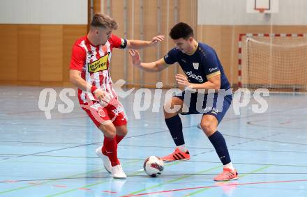 Futsal Bundesliga. Futsal Klagenfurt Versli.at gegen Stella Rossa. Saso Kovacevic (Klagenfurt), Manuel Gager (Stella Rossa). Viktring, am 4.1.2025.
Foto: Kuess
---
pressefotos, pressefotografie, kuess, qs, qspictures, sport, bild, bilder, bilddatenbank