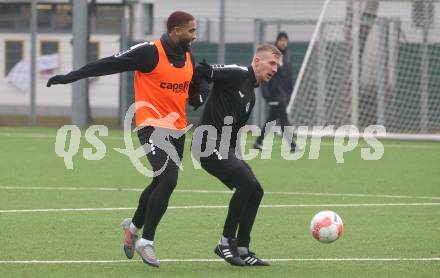 Fussball Bundesliga. Training SK Austria Klagenfurt. Keanan Bennetts, Christopher Cvetko. Klagenfurt, am 7.1.2025.
Foto: Kuess
---
pressefotos, pressefotografie, kuess, qs, qspictures, sport, bild, bilder, bilddatenbank