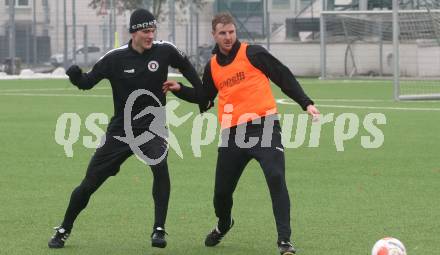 Fussball Bundesliga. Training SK Austria Klagenfurt.  Nicolas Binder, Martin Hinteregger. Klagenfurt, am 7.1.2025.
Foto: Kuess
---
pressefotos, pressefotografie, kuess, qs, qspictures, sport, bild, bilder, bilddatenbank