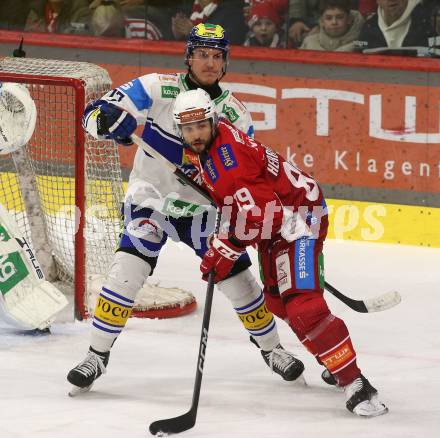 Eishockey ICE Bundesliga. KAC gegen VSV. Raphael Herburger  (KAC), Philipp Lindner (VSV). Klagenfurt, am 8.1.2024.
Foto: Kuess
---
pressefotos, pressefotografie, kuess, qs, qspictures, sport, bild, bilder, bilddatenbank