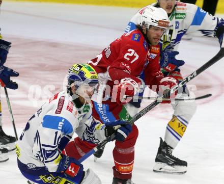 Eishockey ICE Bundesliga. KAC gegen VSV. Thomas Hundertpfund (KAC), Kevin Hancock (VSV). Klagenfurt, am 8.1.2024.
Foto: Kuess
---
pressefotos, pressefotografie, kuess, qs, qspictures, sport, bild, bilder, bilddatenbank