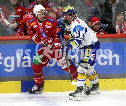 Eishockey ICE Bundesliga. KAC gegen VSV. Thomas Hundertpfund (KAC), Nico Massimo Uschan (VSV). Klagenfurt, am 8.1.2024.
Foto: Kuess
---
pressefotos, pressefotografie, kuess, qs, qspictures, sport, bild, bilder, bilddatenbank