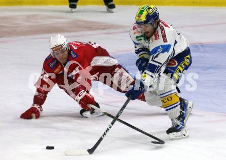 Eishockey ICE Bundesliga. KAC gegen VSV. Thilo Nickl (KAC), Kevin Hancock (VSV). Klagenfurt, am 8.1.2024.
Foto: Kuess
---
pressefotos, pressefotografie, kuess, qs, qspictures, sport, bild, bilder, bilddatenbank