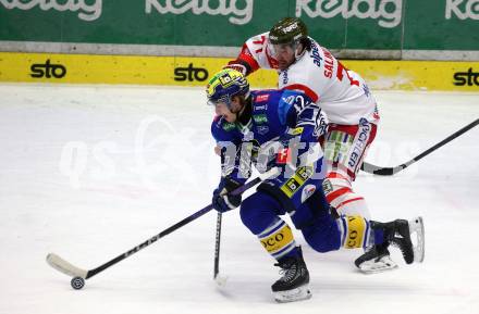 Eishockey ICE Bundesliga. VSV gegen HCB SÃ¼dtirol Alperia.   Benjamin Lanzinger (VSV),  Anthony Salinitri (Bozen). Villach, am 12.1.2025
Foto: Kuess
---
pressefotos, pressefotografie, kuess, qs, qspictures, sport, bild, bilder, bilddatenbank