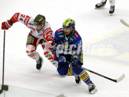 Eishockey ICE Bundesliga. VSV gegen HCB SÃ¼dtirol Alperia.   Kevin Hancock (VSV), Simon Bourque (Bozen). Villach, am 12.1.2025
Foto: Kuess
---
pressefotos, pressefotografie, kuess, qs, qspictures, sport, bild, bilder, bilddatenbank