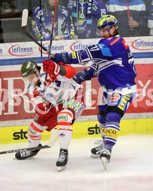 Eishockey ICE Bundesliga. VSV gegen HCB SÃ¼dtirol Alperia.   Philipp Lindner VSV),  Anthony Salinitri (Bozen). Villach, am 12.1.2025
Foto: Kuess
---
pressefotos, pressefotografie, kuess, qs, qspictures, sport, bild, bilder, bilddatenbank