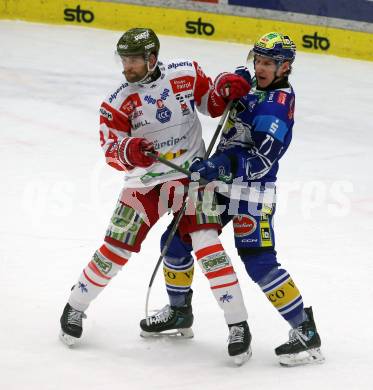 Eishockey ICE Bundesliga. VSV gegen HCB SÃ¼dtirol Alperia.  Philipp Lindner (VSV),  Daniel Frank (Bozen). Villach, am 12.1.2025
Foto: Kuess
---
pressefotos, pressefotografie, kuess, qs, qspictures, sport, bild, bilder, bilddatenbank