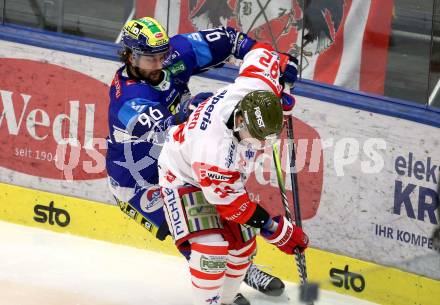 Eishockey ICE Bundesliga. VSV gegen HCB SÃ¼dtirol Alperia.   Patrick Holway (VSV), Giordano Finoro (Bozen). Villach, am 12.1.2025
Foto: Kuess
---
pressefotos, pressefotografie, kuess, qs, qspictures, sport, bild, bilder, bilddatenbank