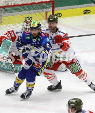 Eishockey ICE Bundesliga. VSV gegen HCB SÃ¼dtirol Alperia.   Kevin Hancock VSV),  Simon Bourque (Bozen). Villach, am 12.1.2025
Foto: Kuess
---
pressefotos, pressefotografie, kuess, qs, qspictures, sport, bild, bilder, bilddatenbank