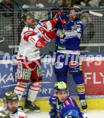 Eishockey ICE Bundesliga. VSV gegen HCB SÃ¼dtirol Alperia.   Alexander Rauchenwald (VSV), Cristiano Digiacinto (Bozen). Villach, am 12.1.2025
Foto: Kuess
---
pressefotos, pressefotografie, kuess, qs, qspictures, sport, bild, bilder, bilddatenbank