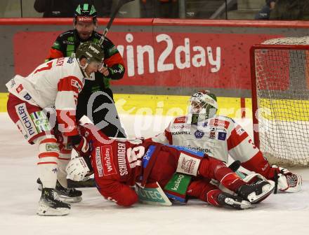 Eishockey ICE Bundesliga. KAC gegen HCB SÃ¼dtirol Alperia.  Simeon Schwinger, Sebastian Dahm  (KAC),  Matt Bradley (Bozen). Klagenfurt, am 12.1.2025
Foto: Kuess
---
pressefotos, pressefotografie, kuess, qs, qspictures, sport, bild, bilder, bilddatenbank