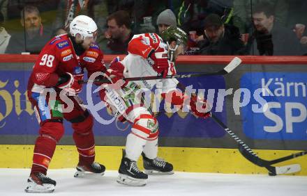 Eishockey ICE Bundesliga. KAC gegen HCB SÃ¼dtirol Alperia.  Daniel Obersteiner  (KAC),  Daniel Mantenuto (Bozen). Klagenfurt, am 12.1.2025
Foto: Kuess
---
pressefotos, pressefotografie, kuess, qs, qspictures, sport, bild, bilder, bilddatenbank