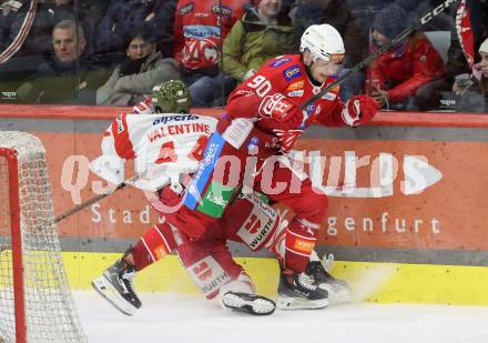 Eishockey ICE Bundesliga. KAC gegen HCB SÃ¼dtirol Alperia.  Matthew Fraser  (KAC),  Scott Valentine (Bozen). Klagenfurt, am 12.1.2025
Foto: Kuess
---
pressefotos, pressefotografie, kuess, qs, qspictures, sport, bild, bilder, bilddatenbank