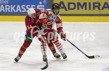 Eishockey ICE Bundesliga. KAC gegen HCB SÃ¼dtirol Alperia.  Maximilian Preiml  (KAC),  Adam Helewka (Bozen). Klagenfurt, am 12.1.2025
Foto: Kuess
---
pressefotos, pressefotografie, kuess, qs, qspictures, sport, bild, bilder, bilddatenbank