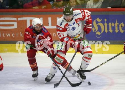 Eishockey ICE Bundesliga. KAC gegen HCB SÃ¼dtirol Alperia.   Raphael Herburger (KAC), Matt Bradley (Bozen). Klagenfurt, am 12.1.2025
Foto: Kuess
---
pressefotos, pressefotografie, kuess, qs, qspictures, sport, bild, bilder, bilddatenbank