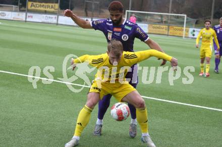 Fussball Bundesliga. Testspiel. SK Austria Klagenfurt gegen Lafnitz. Keanan Bennets (Austria Klagenfurt), Florian Freissegger (Lafnitz). Klagenfurt, am 31,1.2025.
Foto: Kuess
---
pressefotos, pressefotografie, kuess, qs, qspictures, sport, bild, bilder, bilddatenbank