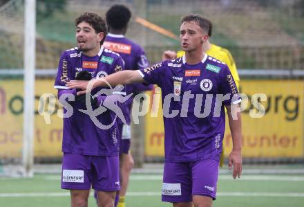 Fussball Bundesliga. Testspiel. SK Austria Klagenfurt gegen Lafnitz.  Ben Bobzien, Tobias Koch (Austria Klagenfurt). Klagenfurt, am 31.1.2025.
Foto: Kuess
---
pressefotos, pressefotografie, kuess, qs, qspictures, sport, bild, bilder, bilddatenbank