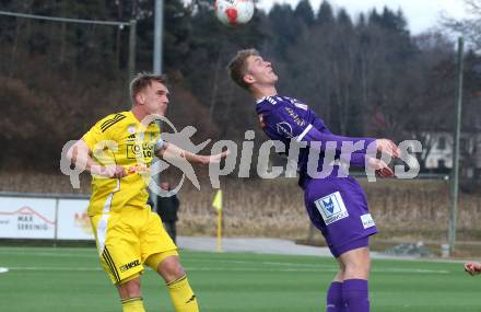 Fussball Bundesliga. Testspiel. SK Austria Klagenfurt gegen Lafnitz.  Nicolas Binder (Austria Klagenfurt), Sebastian Feyrer (Lafnitz). Klagenfurt, am 31,1.2025.
Foto: Kuess
---
pressefotos, pressefotografie, kuess, qs, qspictures, sport, bild, bilder, bilddatenbank