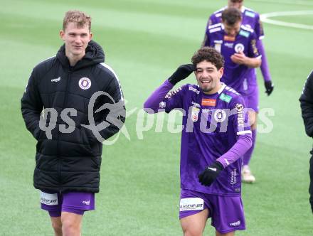 Fussball Bundesliga. Testspiel. SK Austria Klagenfurt gegen Lafnitz.  Nicolas Binder, Ben Bobzien (Austria Klagenfurt). Klagenfurt, am 31.1.2025.
Foto: Kuess
---
pressefotos, pressefotografie, kuess, qs, qspictures, sport, bild, bilder, bilddatenbank