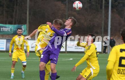 Fussball Bundesliga. Testspiel. SK Austria Klagenfurt gegen Lafnitz.  Nicolas Binder (Austria Klagenfurt), Sebastian Feyrer (Lafnitz). Klagenfurt, am 31,1.2025.
Foto: Kuess
---
pressefotos, pressefotografie, kuess, qs, qspictures, sport, bild, bilder, bilddatenbank