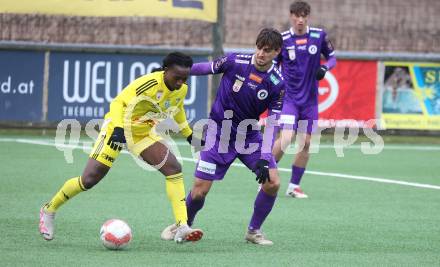 Fussball Bundesliga. Testspiel. SK Austria Klagenfurt gegen Lafnitz. Thorsten Mahrer (Austria Klagenfurt), Dylann Kam (Lafnitz). Klagenfurt, am 31,1.2025.
Foto: Kuess
---
pressefotos, pressefotografie, kuess, qs, qspictures, sport, bild, bilder, bilddatenbank