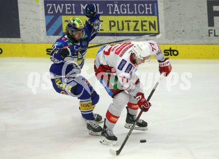 Eishockey ICE Bundesliga. VSV gegen KAC. Alexander Rauchenwald (VSV), Mathias From (KAC). Villach, am 2.2..2025
Foto: Kuess
---
pressefotos, pressefotografie, kuess, qs, qspictures, sport, bild, bilder, bilddatenbank