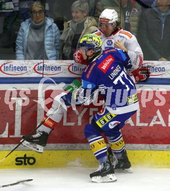 Eishockey ICE Bundesliga. VSV gegen KAC. Philipp Lindner (VSV), Nicholas Eric Petersen (KAC). Villach, am 2.2..2025
Foto: Kuess
---
pressefotos, pressefotografie, kuess, qs, qspictures, sport, bild, bilder, bilddatenbank