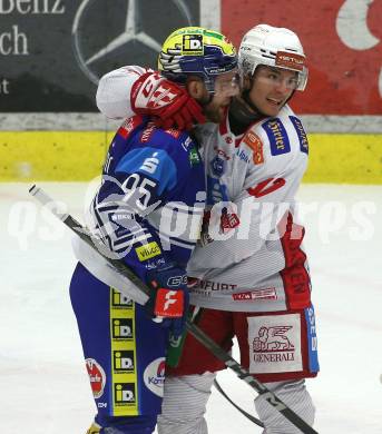 Eishockey ICE Bundesliga. VSV gegen KAC. Mark Katic (VSV), Fabian Hochegger (KAC). Villach, am 2.2..2025
Foto: Kuess
---
pressefotos, pressefotografie, kuess, qs, qspictures, sport, bild, bilder, bilddatenbank