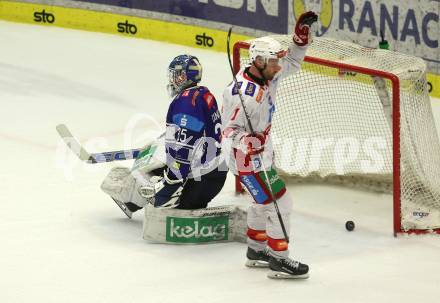 Eishockey ICE Bundesliga. VSV gegen KAC. Joe Cannata (VSV), Torjubel Jan Mursak (KAC). Villach, am 2.2..2025
Foto: Kuess
---
pressefotos, pressefotografie, kuess, qs, qspictures, sport, bild, bilder, bilddatenbank