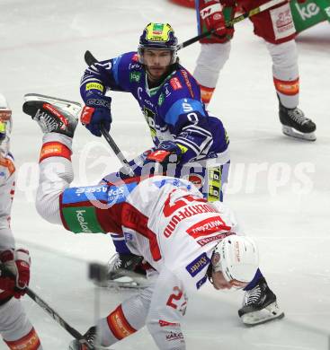 Eishockey ICE Bundesliga. VSV gegen KAC. Alexander Rauchenwald (VSV), Thomas Hundertpfund (KAC). Villach, am 2.2..2025
Foto: Kuess
---
pressefotos, pressefotografie, kuess, qs, qspictures, sport, bild, bilder, bilddatenbank