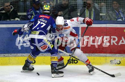 Eishockey ICE Bundesliga. VSV gegen KAC. Philipp Lindner (VSV), Jan Mursak (KAC). Villach, am 2.2..2025
Foto: Kuess
---
pressefotos, pressefotografie, kuess, qs, qspictures, sport, bild, bilder, bilddatenbank