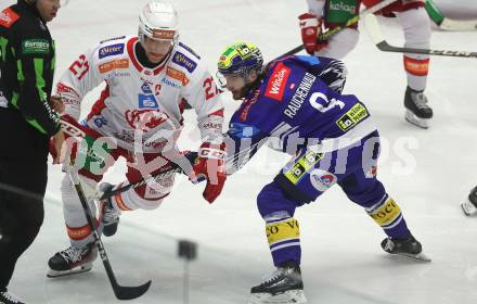 Eishockey ICE Bundesliga. VSV gegen KAC. Alexander Rauchenwald (VSV), Thomas Hundertpfund (KAC). Villach, am 2.2..2025
Foto: Kuess
---
pressefotos, pressefotografie, kuess, qs, qspictures, sport, bild, bilder, bilddatenbank