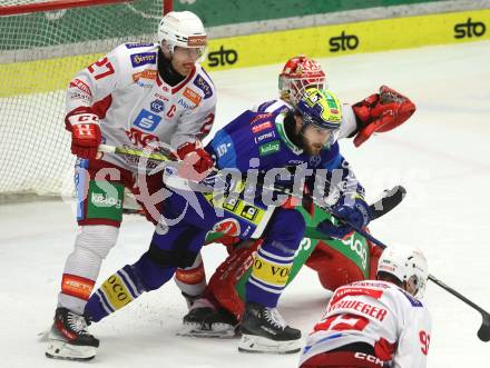 Eishockey ICE Bundesliga. VSV gegen KAC. Alexander Rauchenwald (VSV), Thomas Hundertpfund (KAC). Villach, am 2.2..2025
Foto: Kuess
---
pressefotos, pressefotografie, kuess, qs, qspictures, sport, bild, bilder, bilddatenbank