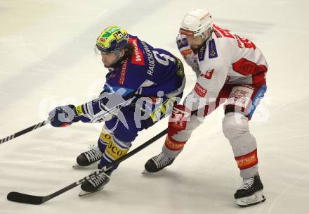 Eishockey ICE Bundesliga. VSV gegen KAC. Alexander Rauchenwald (VSV), Raphael Herburger (KAC). Villach, am 2.2..2025
Foto: Kuess
---
pressefotos, pressefotografie, kuess, qs, qspictures, sport, bild, bilder, bilddatenbank