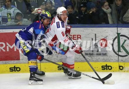 Eishockey ICE Bundesliga. VSV gegen KAC. Alex Wall  (VSV), Nicholas Eric Petersen (KAC). Villach, am 2.2..2025
Foto: Kuess
---
pressefotos, pressefotografie, kuess, qs, qspictures, sport, bild, bilder, bilddatenbank